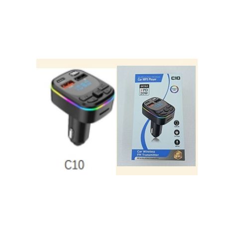 C-series car charger, FM frequency digital display, Bluetooth player, car cigarette lighter, PD fast charger wholesale - Black (1/3)
