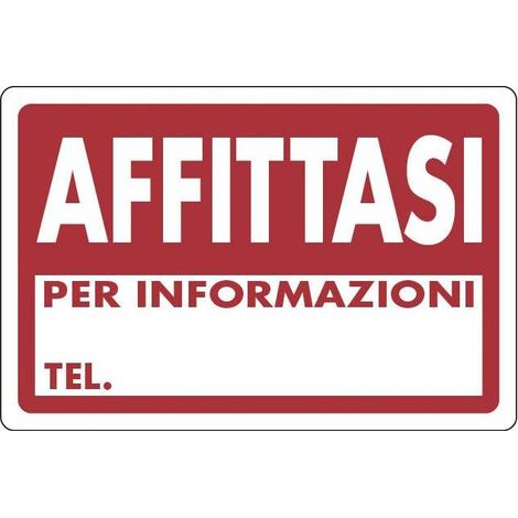 TARGA SEGNALETICA "AFFITTASI". Prezzo per 1 pezzo.