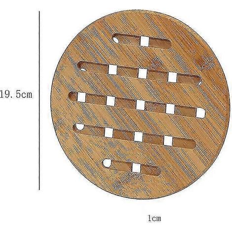 2 sets de table ronds, dessous de verre, sets de table anti-brûlure et antidérapants, épais sous-verres isolants en bambou (grands ronds de 14,8 cm) (1/5)