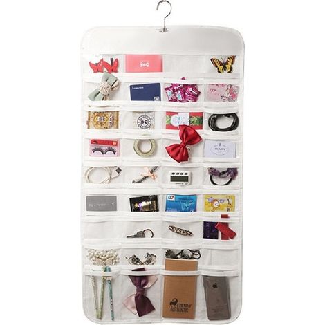 Trade Shop - Organizador De Joyas Colgante De Doble Cara 72 Bolsillos Joyería - (1/4)