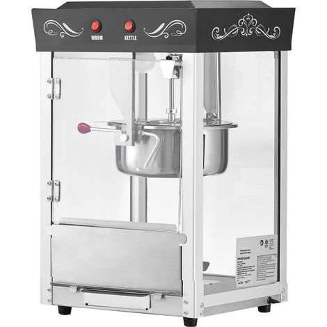 Machine à pop-corn professionnelle de comptoir, cuve en acier inoxydable de 0,2 kg, 800 W, capacité de 48 tasses par fournée, style cinéma, avec panneau de commande à 2 boutons, porte en polycarbonate (1/5)
