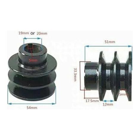 Poulie À Courroie Trapézoïdale - Double Rainure - Diamètre Intérieur 20 Mm - Pour Moteurs 168F 170F GX110 GX120 GX160 GX200 - 1 Pièce (1/5)