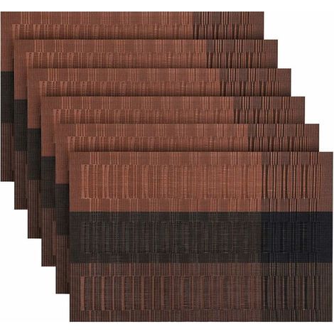 Set mit 6 abwaschbaren PVC-Tischsets, rutschfest, strapazierfähig, hitzebeständig, leicht zu reinigen und zu verstauen, 45 cm x 30 cm