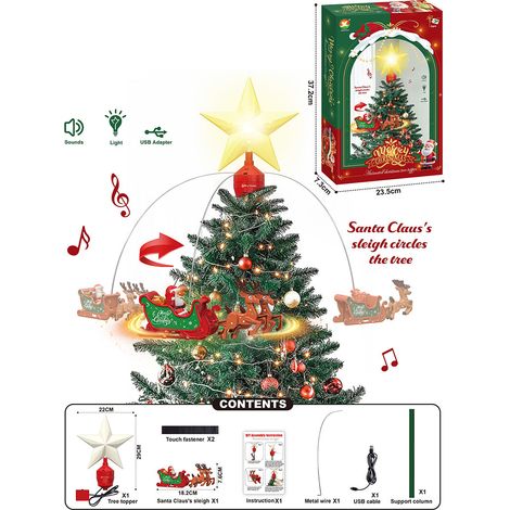 Treno di Natale Elettrico Retrò con Luci Sospese e Musica – Design Elegante con Motivo Pentagramma – Ideale per Decorazioni Interne, Soggiorno e Vetrine Professionali (1/5)