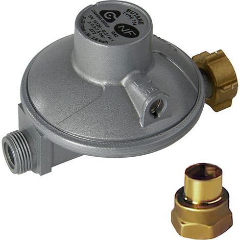 Détendeur Butane NF Basse pression - 2,6kg/h - 28mb - Écrou Bouteille/à souder 12 - Favex