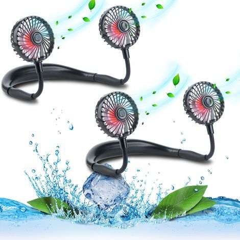 Pack 2 Ventilateurs Tour de Cou Portables, Ventilateurs Sans Mains-Noir (1/5)