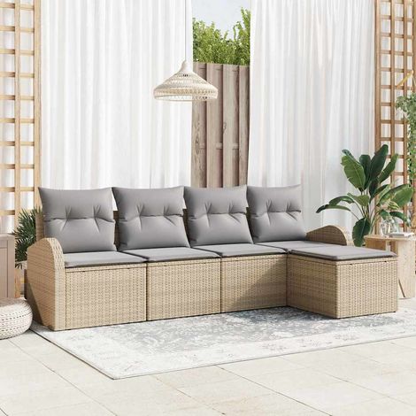 Gartensofa-set 5 pcs Beige Poly-Rattan