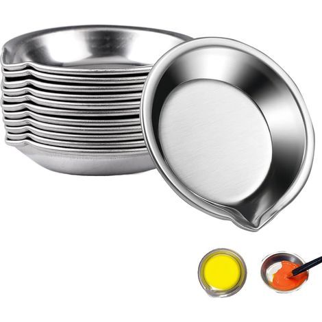 12 Pièces Bol De Peinture en Acier Inoxydable,5cm Petit Plateau de Peinture Rond Bol,Plateau de Pigments en Acier Inoxydable avec la Bouche,pour Maquillage,Aquarelles,Artiste,Passionnés D'artisanat (1/5)
