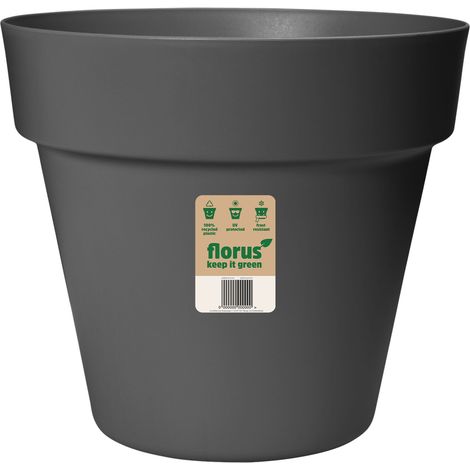 Florus Paris Flowerpot 30 Anthracite Vaso Rotondo