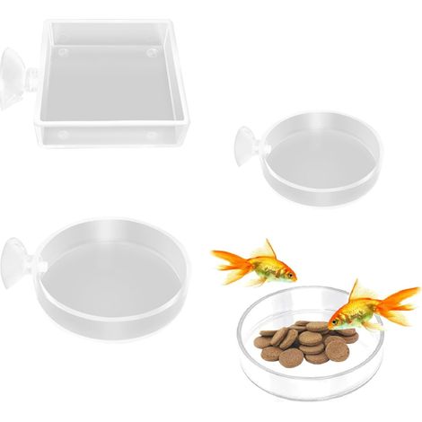 Futternapf für Aquarien, 3-teilig, Garnelenfutterspender für Aquarien, Garnelenfutternapf aus transparentem Acryl, Futternäpfe für Tanks mit Saugnapf (1/5)