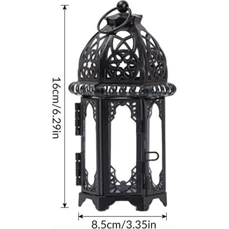Photophore En Verre Bougeoir Lanterne En Fer Forgé Décoration De Mariage Maison Noir (1/5)