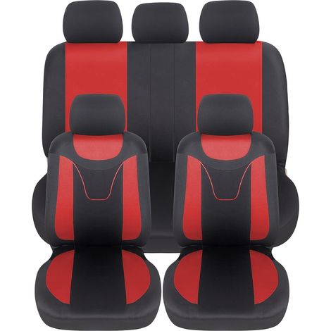 Lupex Shop - Coprisedili auto, anteriori e posteriori, universali adattabili, tessuto poliestere, No Suv (mod. N) colore - Rosso