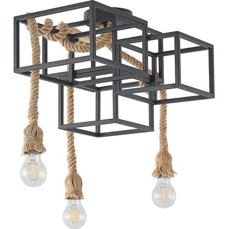 [NEUWERTIG] Lucande Andrik Deckenlampe Deckenlicht Lampe Leuchte Licht 3 Flammig Hanfseile B-Ware