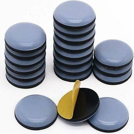 Packung mit 20 selbstklebenden Teflonpads zur Erleichterung des Möbeltransports. (1/4)