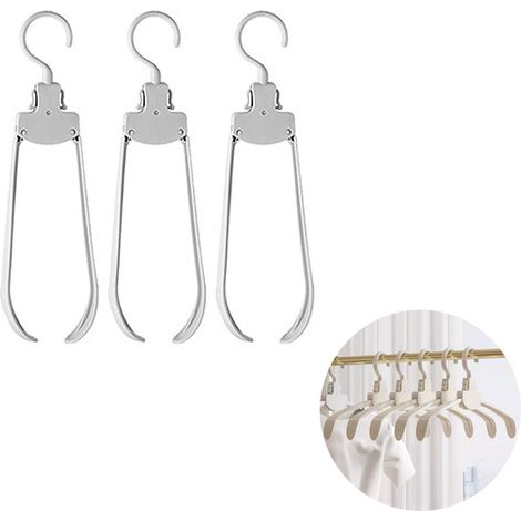 Lot de 3 cintres pliables portables gris – Cintres compacts multifonctions, pour déplacement professionnel, voyage ou chambre d'hôtel (1/5)