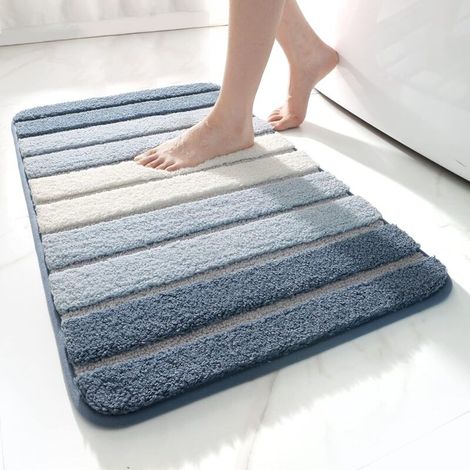 Tapis de Bain Antiderapant,Extra Doux Tapis Salle Bain,Lavable en Machine,Absorbant l'eau,40 x 60 cm,Bleu-Fei Yu (1/5)