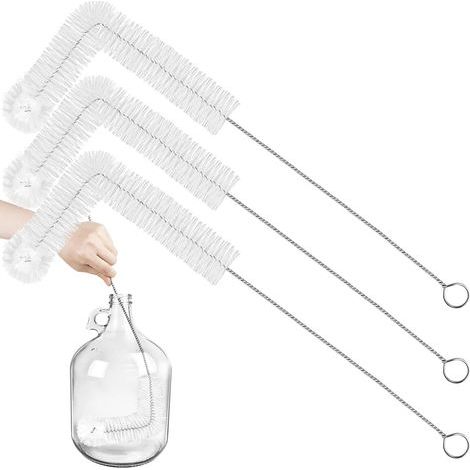 Lot de 3 brosses à Manche Long de 73,7 cm pour bonbonnes en Verre de 3, 5, 6, 6,5 gallons – Nettoyage Efficace pour Les récipients de Fermentation à col étroit – Idéal pour Les Bouteilles de (1/4)
