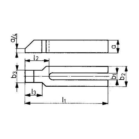 Bride à fourche avec tenon, Larg. de fente : 18 mm, Long. totale 200 mm, Pour vis M16/M18, a : 30 mm, b2 : 50 mm, b3 : 28 mm, l2 : 57 mm, l3 : 36 mm (1/3)
