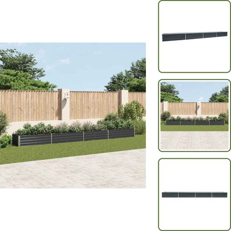 Garten-Hochbeet Verzinkter Stahl 600x80x45 cm Anthrazit - Hochbeet - Gartenhochbeet - Stahlteil - Anthrazit - Pflanzenbehälter (1/5)