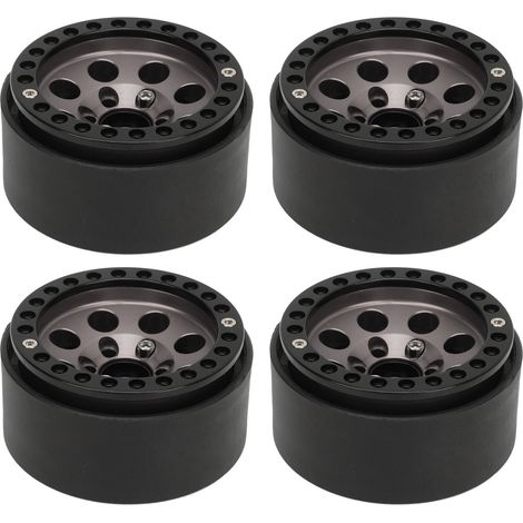 Jantes RC 1,9 pouces en alliage d'aluminium, moyeux de roues stables pour Axial SCX10 II III, couleur titane (1/5)