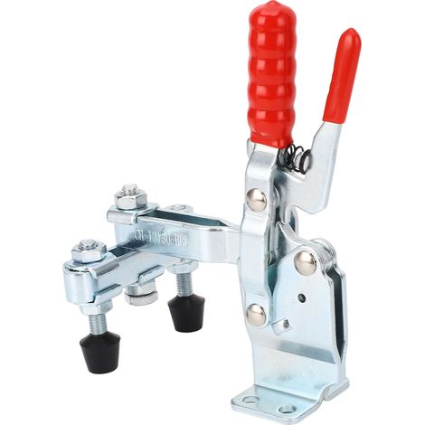 Abrazadera vertical de liberación rápida, doble cabezal y doble mango, fuerza de sujeción de 227 kg, abrazadera de palanca vertical para máquinas vibratorias. (1/5)
