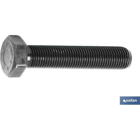 TORNILLO CABEZA HEXAGONAL PASO FINO DIN-961, ROSCA TOTAL ACABADO NEGRO C-8.8 M-12/125 X 60 N
