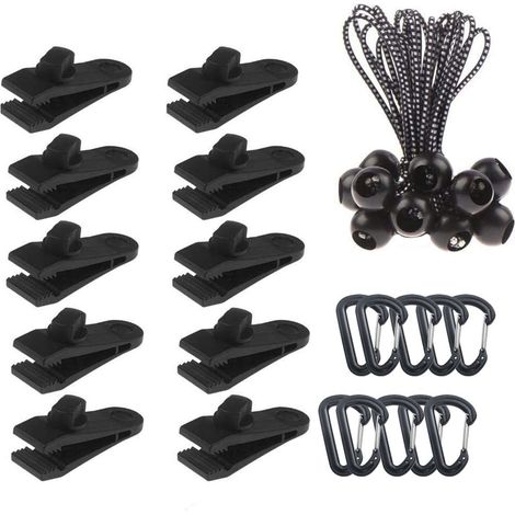 Lot 30 clips bâche - Pinces toile - Œillets - Camping/caravane - Mousquetons - Fixation (1/5)