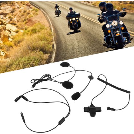 Microphone Casque Moto Noir 2 Broches PTT pour Radio Kenwood - Communication Vélo