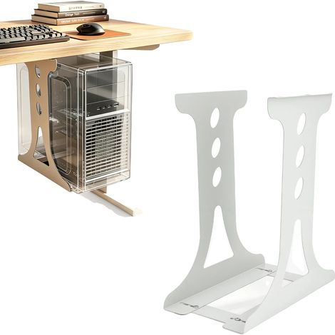 Supporto per PC, robusto in acciaio, larghezza regolabile, colore argento. (1/2)