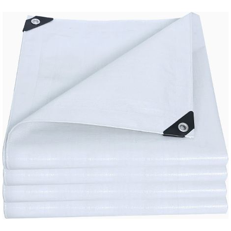 Bâche double blanc anti-vieillissement imperméable 2×5m, protection stock agricole (1/5)