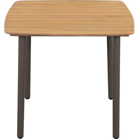 Table de jardin Table d'appoint, Table de Balcon, 80 x 80 x 72 cm Bois d'acacia solide et acier OIB4256E (1/4)