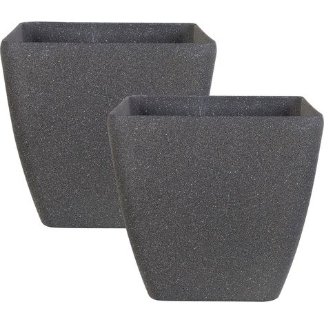 Set mit 2 Blumentöpfen ZELI 34 cm Dunkelgrau