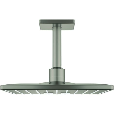 Grohe Rainshower SmartActive 310 Cube Kopfbrauseset, eckig, Deckenauslass 142mm, 2 Strahlarten, Satin Steel, 26481MS0 (1/3)