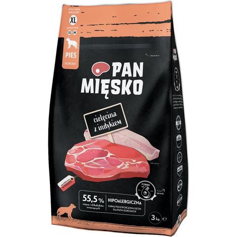Croquettes pour chien Pan Mięsko Veau et dinde XL 3 kg