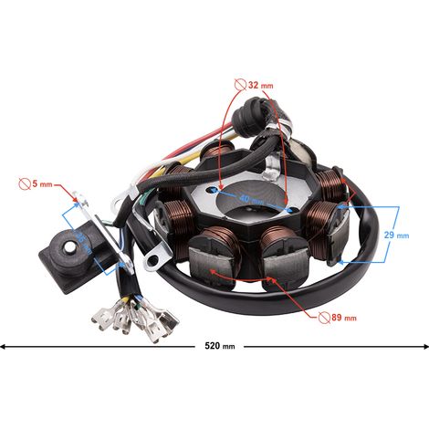 Bougie universelle pour cyclomoteur 50cc 4T : 8 bobines, 5 fils