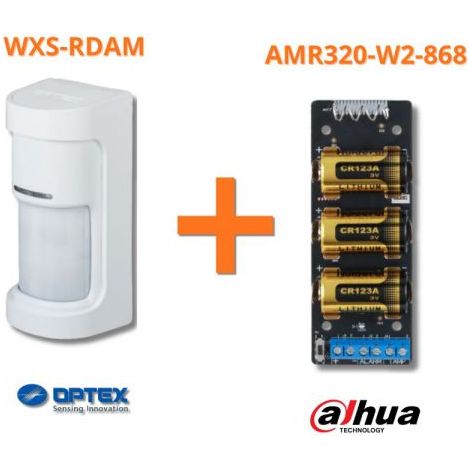 Optex PIR da esterno con copertura a 180 gradi con AM + Modulo Dahua ARM320-W2-868 - WXS-RDAM