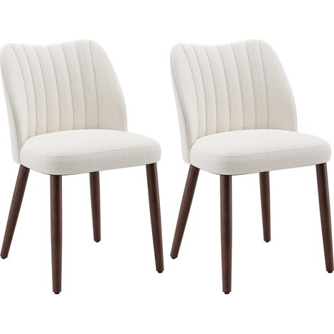 COLAMY Lot de 2 chaises de Salle à Manger rembourrées en Tissu,Coussin d'assise épais et Patins antidérapants,Chaise de Cuisine Moderne au Design élégant,Couleur beige clair (1/5)
