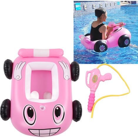 Jouets aquatiques gonflables pour enfants, voitures à jet d'eau, pistolets à eau, autos tamponneuses, bouées, jouets de piscine, roses. (1/5)