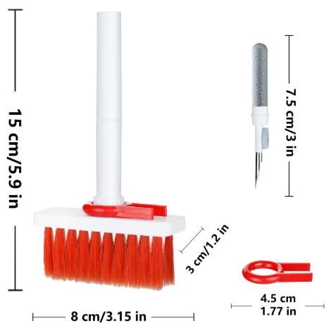 Tastaturreinigungsbürste, 5-in-1-Reinigungsset mit Tastenkappenabzieher. Kompatibel mit AirPods Pro, Laptops, PCs, MacBooks, iPhone-Anschlüssen und anderen Geräten. Ideal zur Reinigung von Tastaturen. (1/5)
