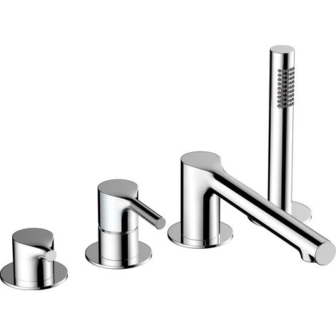 RAK Sorrento Chrome Deck Mounted 4 Tap Hole Bath Shower Mixer Tap - RAKSOR3013C (1/2)