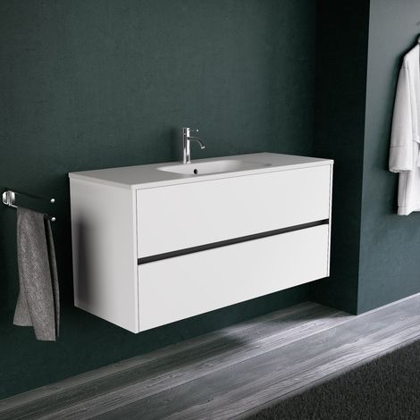 Inda - Meuble de salle de bain 2 tiroirs L.120 avec vasque mat / (1/5)