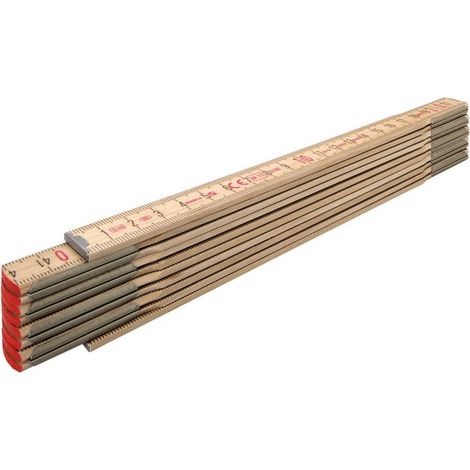 STABILA Règle pliante en bois Type 607 N-S 2 m de fines lattes, couleur naturelle, échelle métrique (1/3)