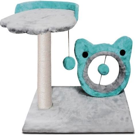 Arbre à chat - JUANIO - Basique - Poteau sisal - 44 cm - Gris (1/3)
