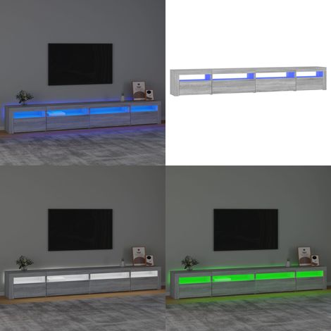 TV-Schrank mit LED-Leuchten Grau Sonoma 270x35x40 cm - TV Schrank - Holzwerkstoff Möbel - LED Beleuchtung - Wohnraum Einrichtung - Grauer Fernsehtisch - Home & Living (1/5)