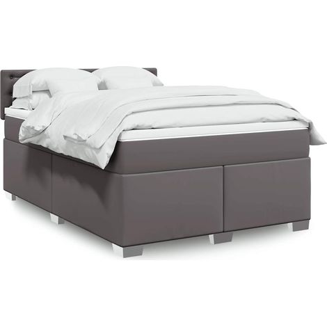 vidaXL Sommier à lattes de lit avec matelas Gris 140x190 cm Similicuir (1/5)