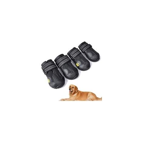 4 pcs Bottes Chien,Chaussures pour Chiens imperméables avec Brets réglables réfléchissantes pour Le Grand Chien de Taille Moyenne Dog(A,7) (1/5)