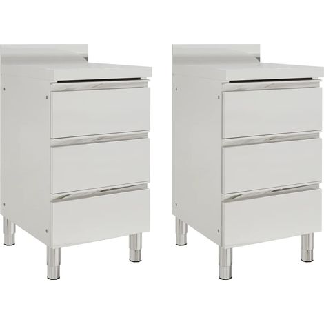 Armoires de cuisine commerciale, Armoires de plancher à tiroir, Meubles bas de Cuisine avec 3 tiroirs 2 pcs Inox LKOWF90045 (1/5)