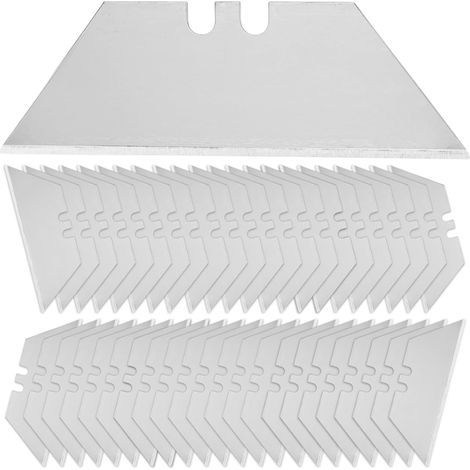 Lames trapézoïdales pour couteaux à moquette Lames de rechange trapézoïdales 100 pièces Lames en acier au carbone pour couteaux à moquette Lames de cutter 0,60 mm (1/5)