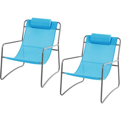 SVITA SVEIO 2er Set Outdoor Relaxsessel Gartenstuhl mit Kissen Liegestuhl Blau