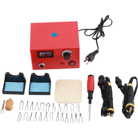 Kit de pyrogravure sur bois 50W 220V avec fer à souder électrique, stylet de gravure pour courge, planche à graver, prise UK (1/5)